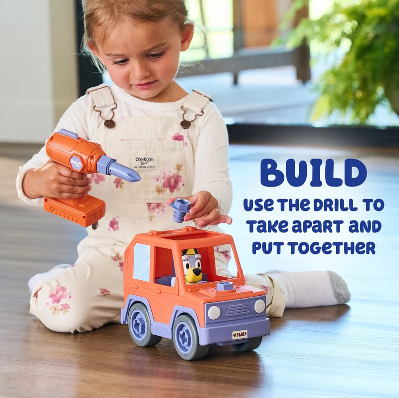 Build-A-Buddy Bluey Take Apart Motorized Car with Toy Drill