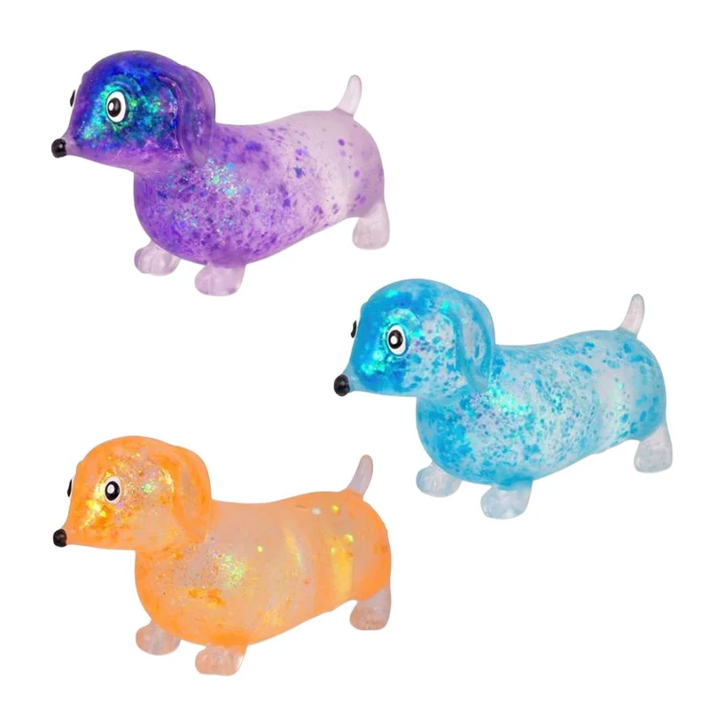 Sparkly Squishy Sausage Dog Glitter Dachshund Sensory Stress Toy