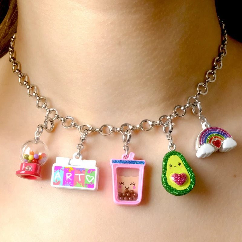 Charm It! Adjustable Silver Chain Choker Necklace for Girls
