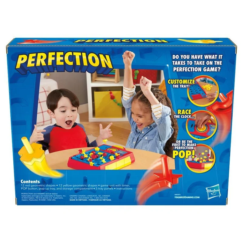 Hasbro Perfection Refresh Shape Matching Game with Timer and Trays
