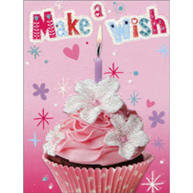 Make a Wish Pink Cupcake Mini Blank Gift Enclosure Card