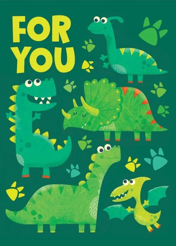 Green Dinosaur Pattern Mini Birthday Greeting Card with Envelope
