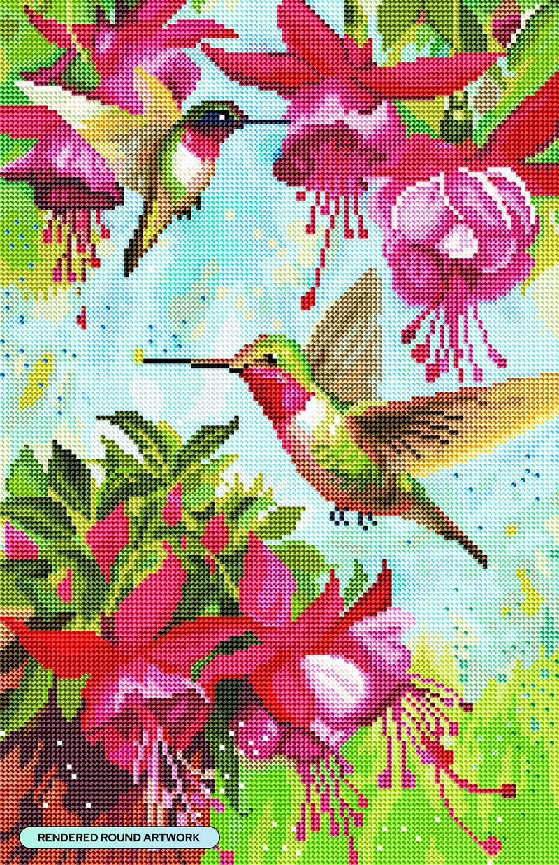 Fuschia Hummingbird Diamond Art