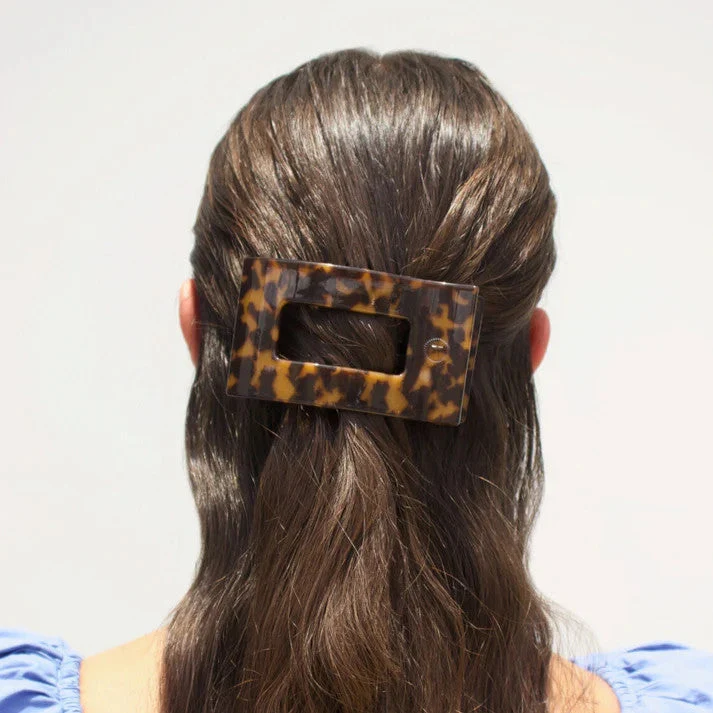 Teleties Tortoise Medium Flat Rectangle Hair Clip