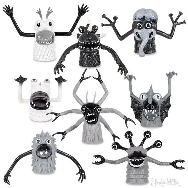 Black and White Monster Finger Puppets