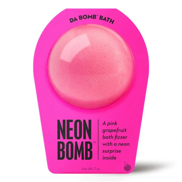 Neon Pink Grapefruit Bath Bomb with Hidden Secret Neon Surprise