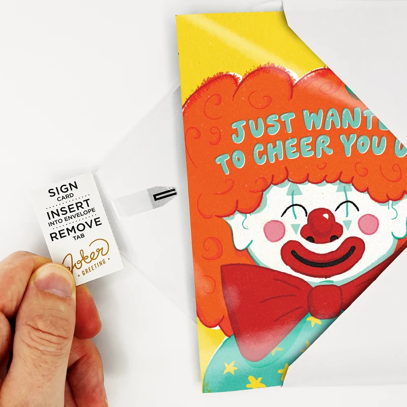 Endless Musical Encouragement Clown Greeting Card with Hidden Glitter Trap