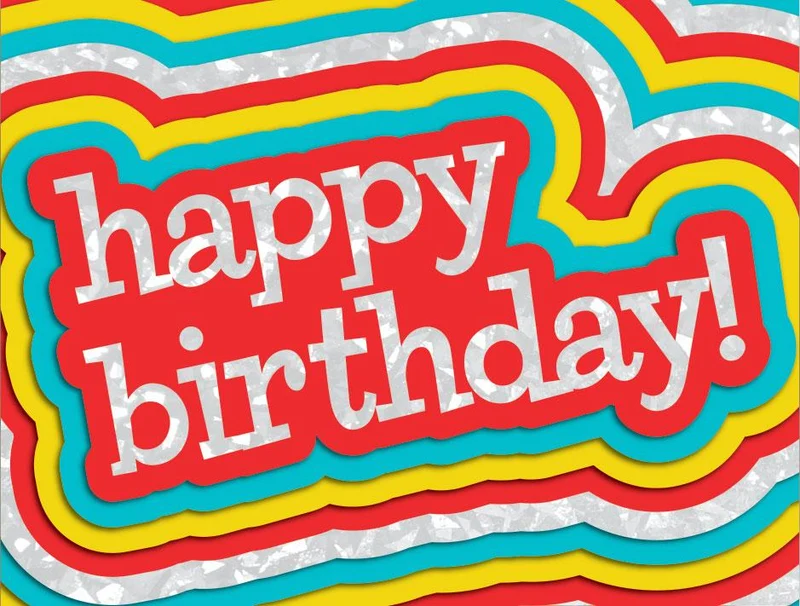 Colorful Mini Birthday Card with Shiny Silver Foil Accents
