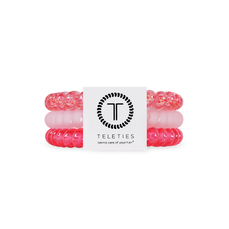 TELETIES Love You Mean It Small Pink Spiral Hair Ties