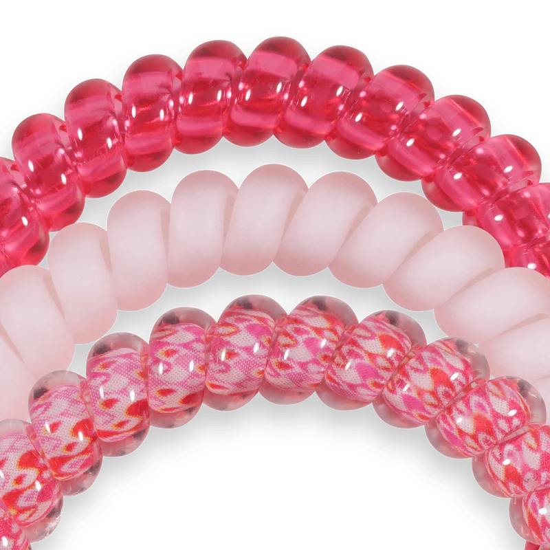 TELETIES Love You Mean It Small Pink Spiral Hair Ties