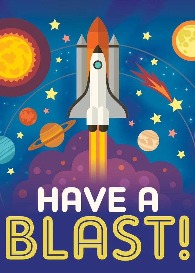 Out of This World Rocket Ship Space Mini Birthday Card