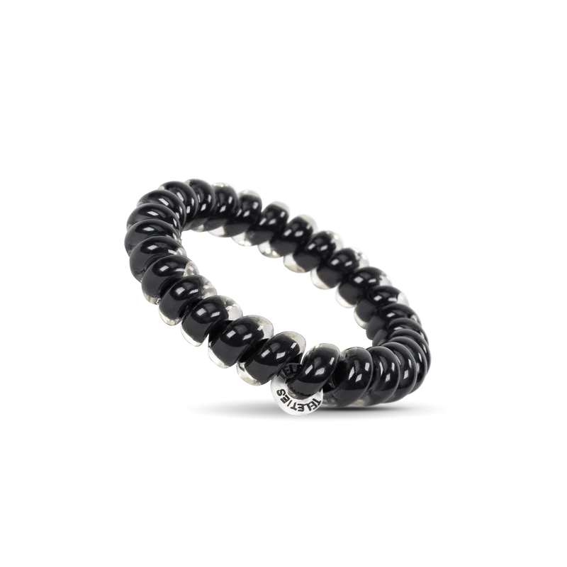 TELETIES Jet Black Large No Rip Spiral Hair Ties Pack