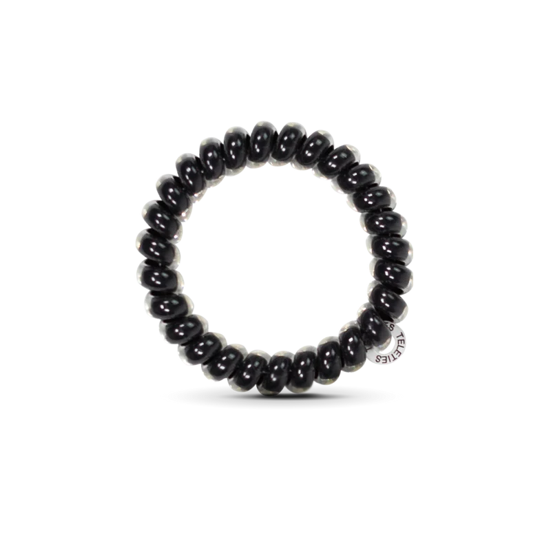TELETIES Jet Black Large No Rip Spiral Hair Ties Pack