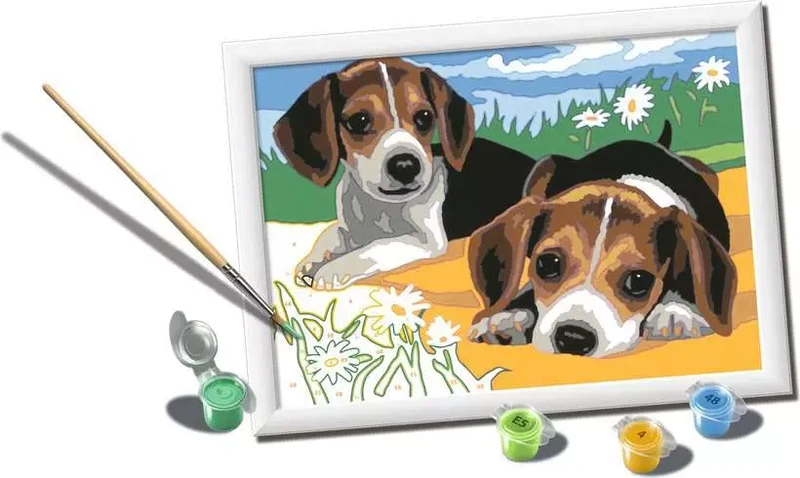 Ravensburger CreArt Beagle Puppies Paint by Numbers Kit for Kids