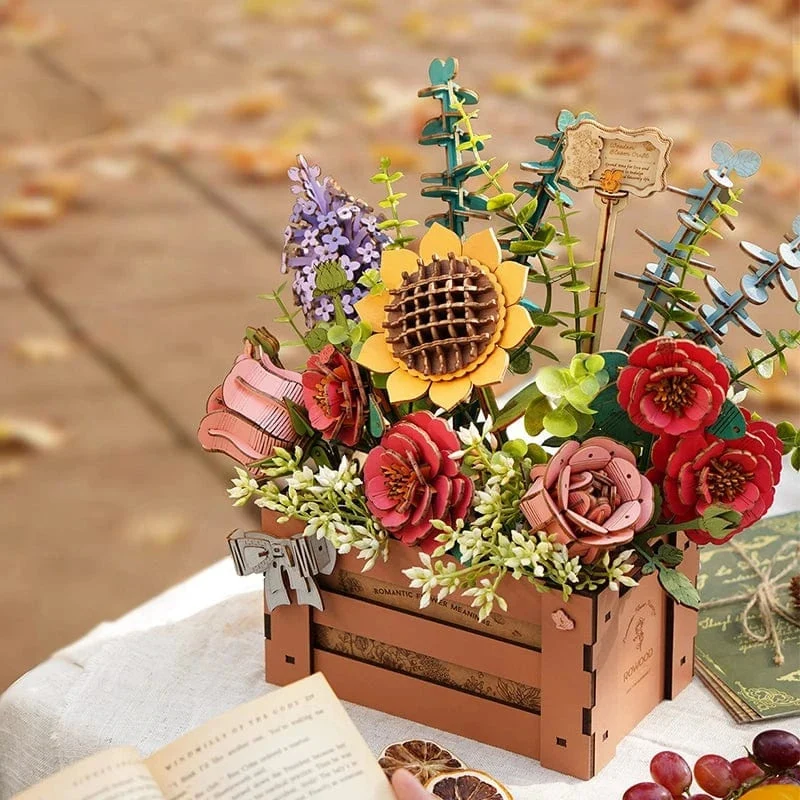 Hands Craft 3D Flower Puzzle Wooden Bloom Box