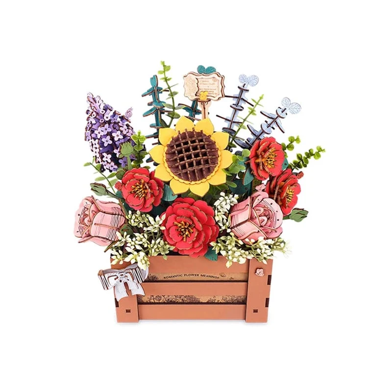 Hands Craft 3D Flower Puzzle Wooden Bloom Box