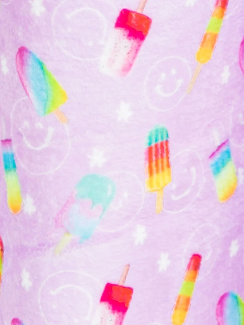 Girls Lavender Popsicle Print Plush Lounge Pajama Sleep Shorts