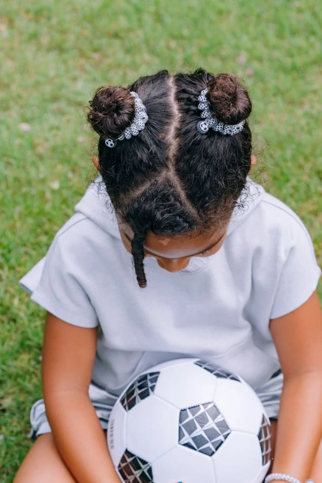 Teleties Large Soccer Spiral Hair Ties Strong Grip Bracelet 3-Pack
