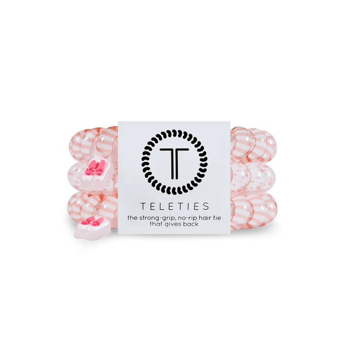 Teleties Large Ballet Pink Spiral Hair Ties Pack of Three