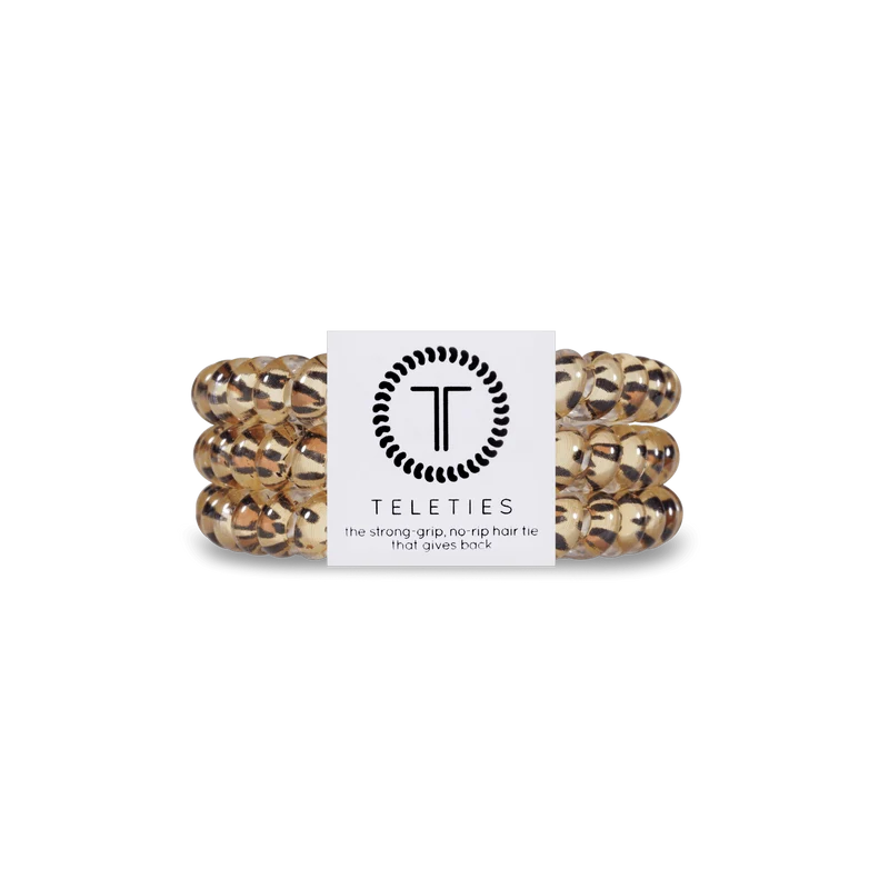 TELETIES Leopard Small Strong Grip Waterproof Spiral Hair Ties