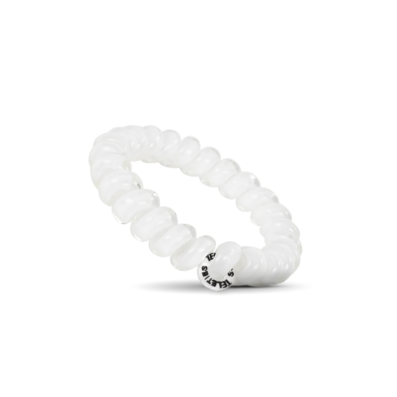 TELETIES Large Coconut White Spiral Hair Ties Strong Grip