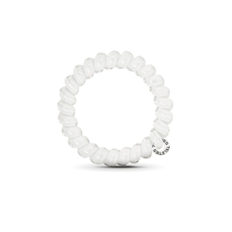 TELETIES Large Coconut White Spiral Hair Ties Strong Grip