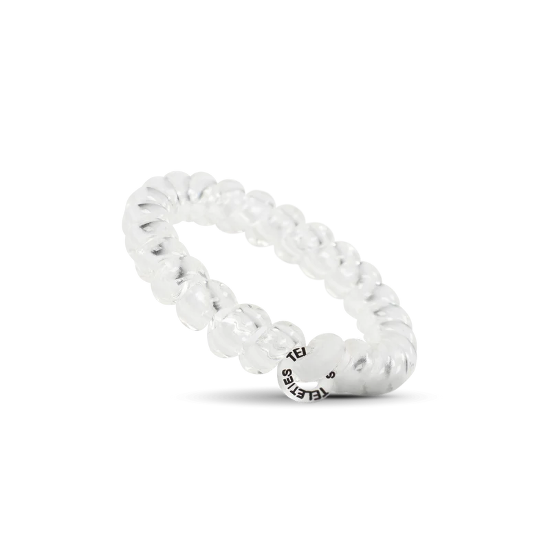 TELETIES Crystal Clear Large Hair Ties Strong Grip Coil 3-Pack