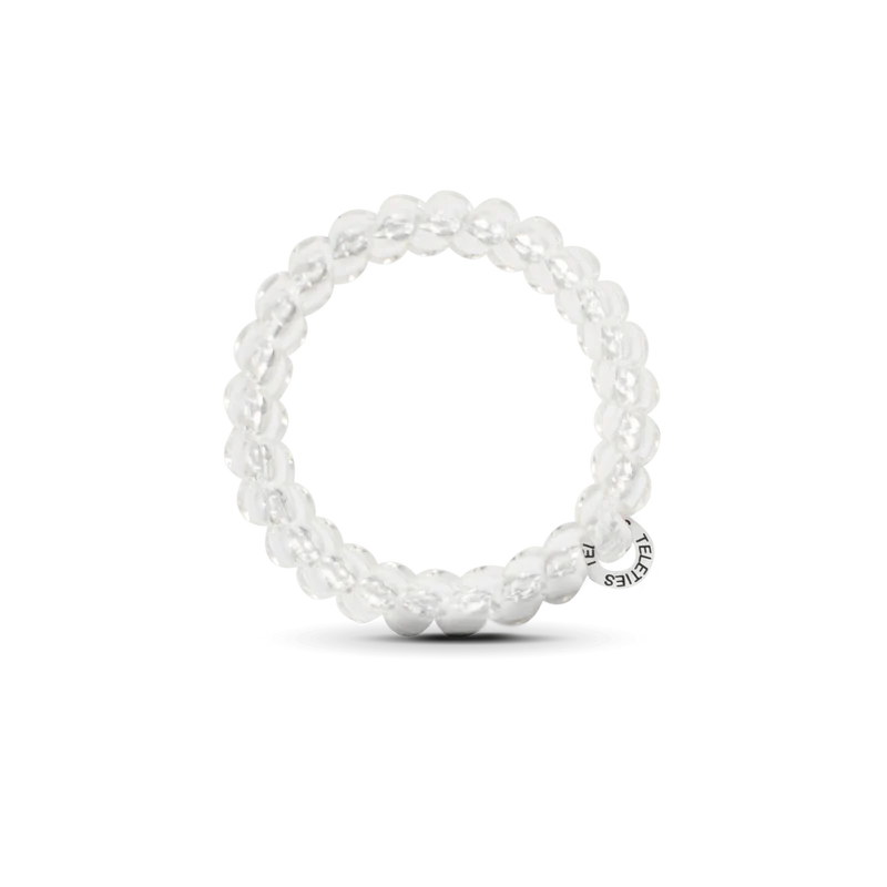 TELETIES Crystal Clear Large Hair Ties Strong Grip Coil 3-Pack