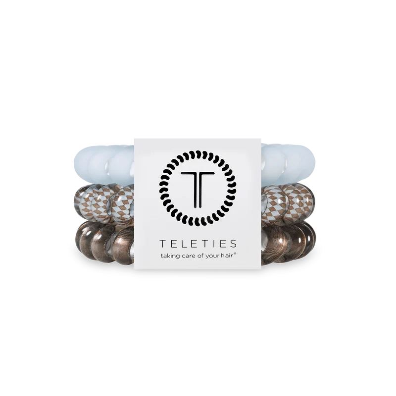 TELETIES Truly Taupe Large Spiral Hair Ties Strong Grip Bracelet