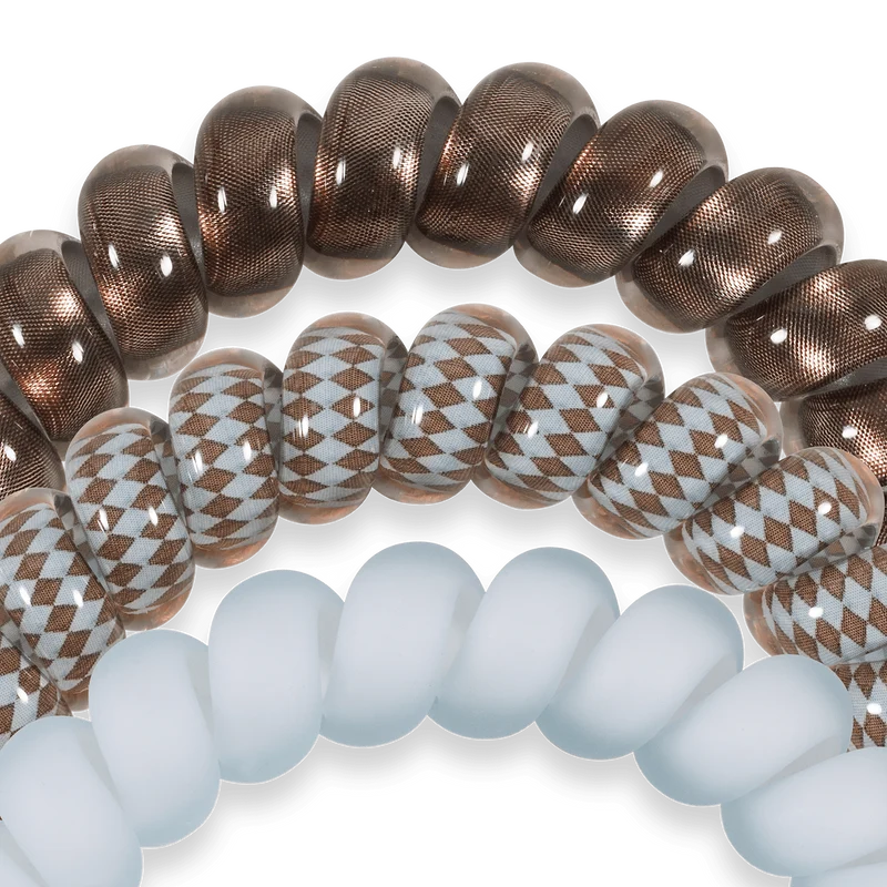 TELETIES Truly Taupe Large Spiral Hair Ties Strong Grip Bracelet