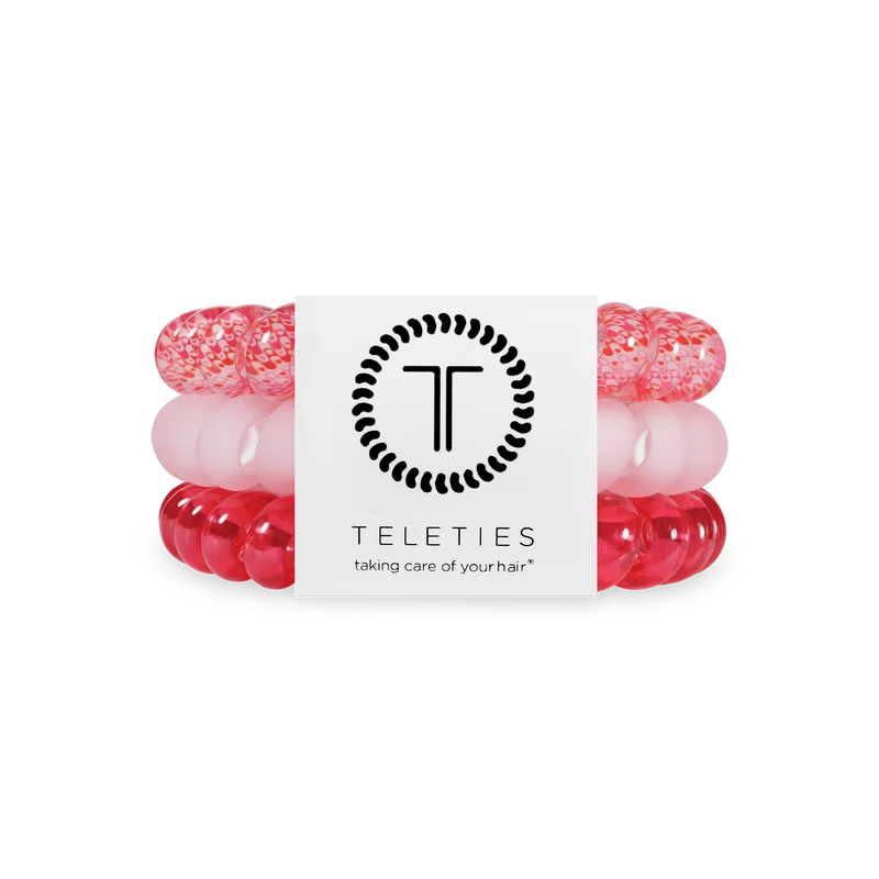 TELETIES Love You Mean It Large Pink Spiral Hair Ties
