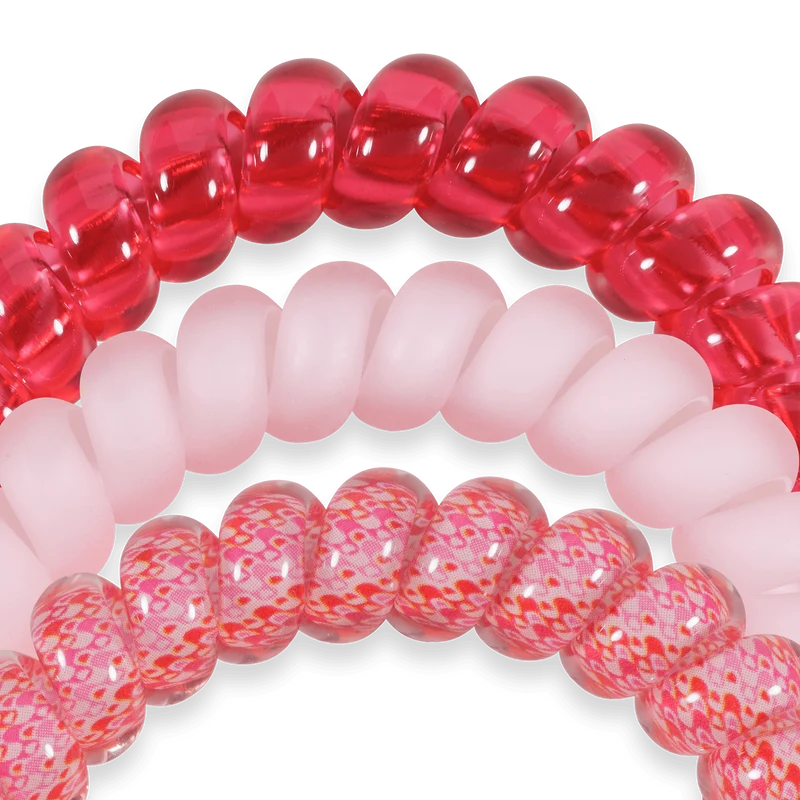 TELETIES Love You Mean It Large Pink Spiral Hair Ties