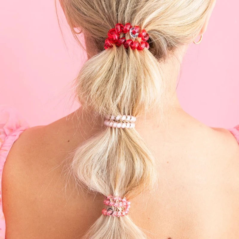 TELETIES Love You Mean It Large Pink Spiral Hair Ties