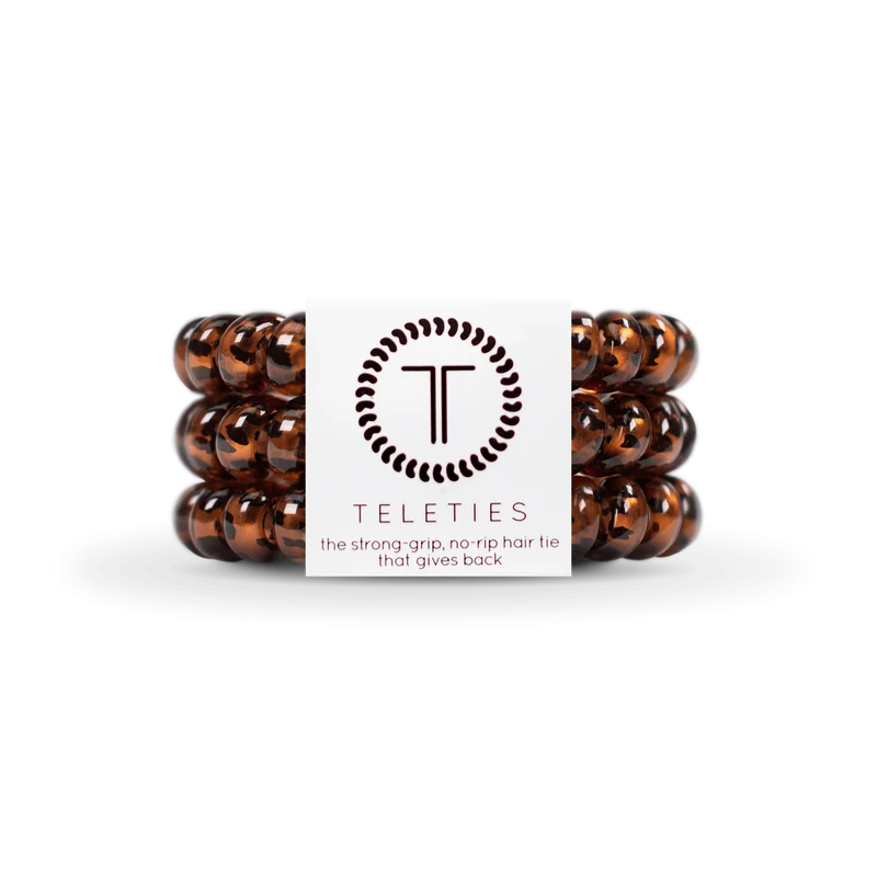 TELETIES Large Tortoise Spiral Hair Ties Strong Grip No Rip
