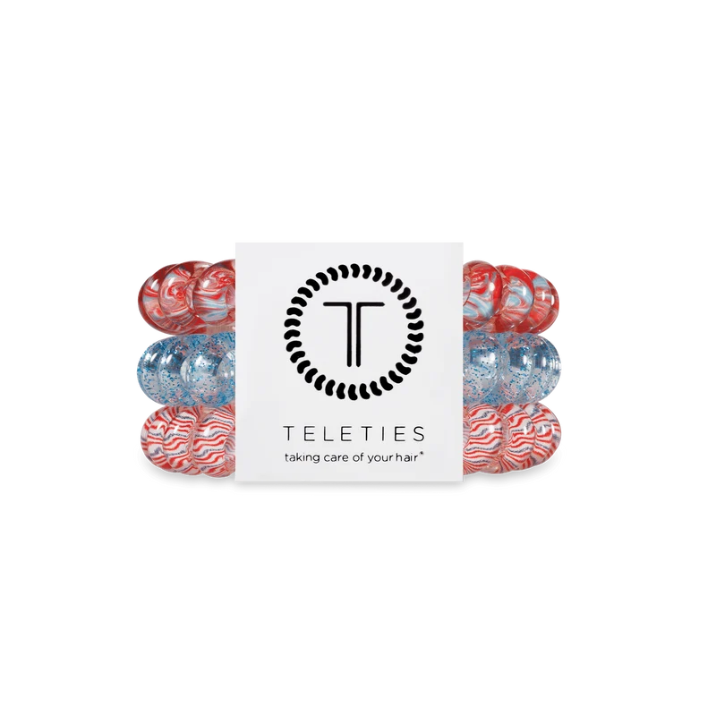 TELETIES Freedom to Sparkle Red White and Blue Large Hair Ties
