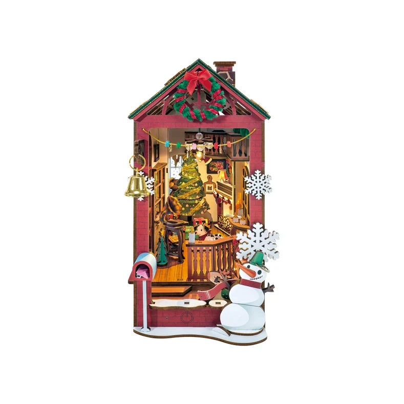 Christmas Indoor Scene DIY Book Nook Kit with LED Lights