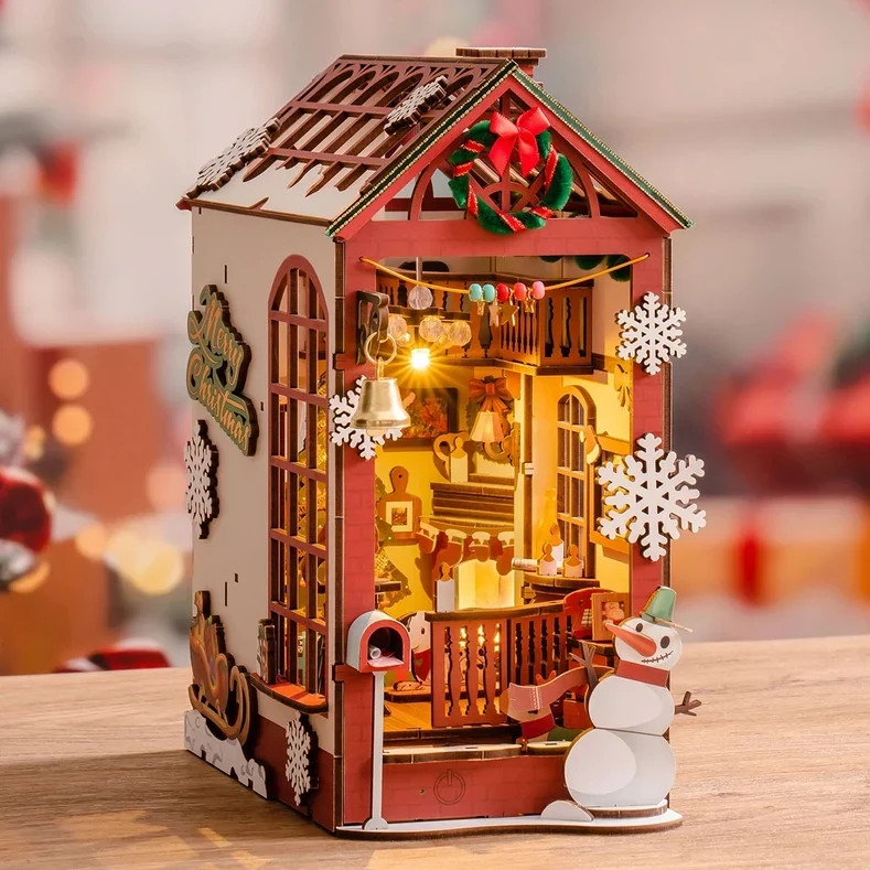 Christmas Indoor Scene DIY Book Nook Kit with LED Lights