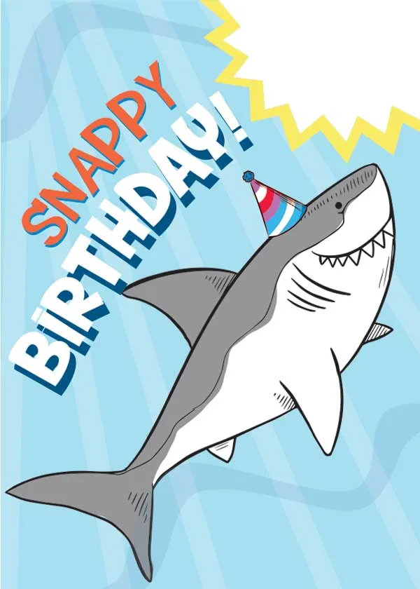 Shark Bite Die Cut Birthday Greeting Card with Colored Envelope