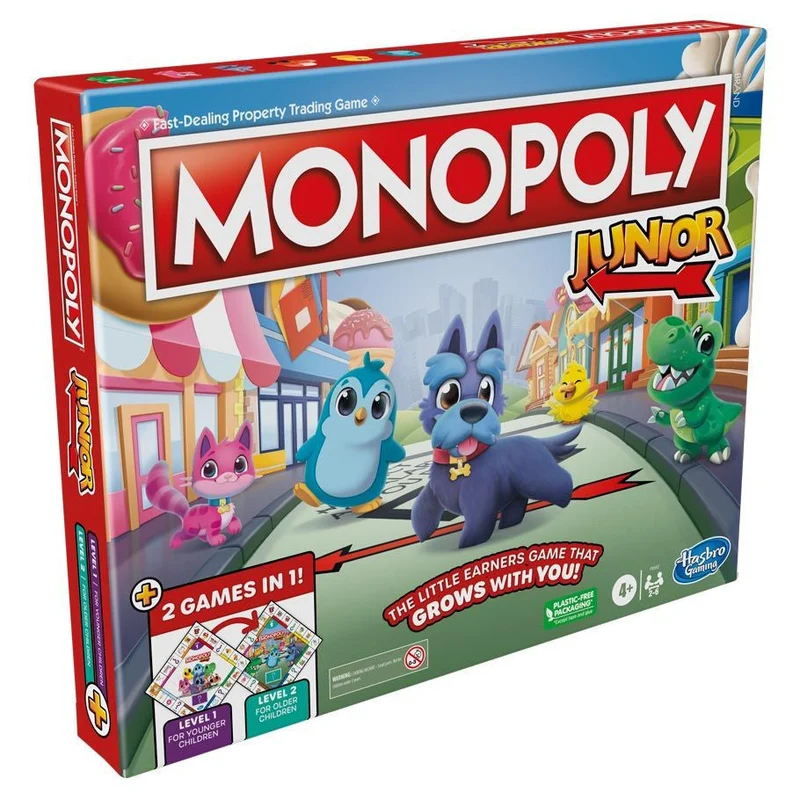 Hasbro Monopoly Junior Refresh 2-in-1 Kids Board Game Set Rectangle Size