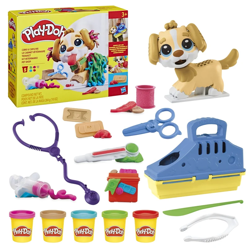Play-Doh Care 'n Carry Vet Toy Dog Playset with 10 Tools