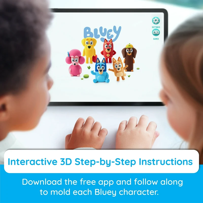 Bluey and Friends Hey Clay Air-Dry Modeling Clay Set with Interactive App