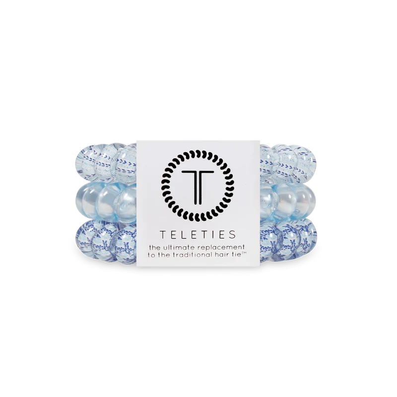 Hampton Bay Large White Blue No Rip Spiral Hair Ties