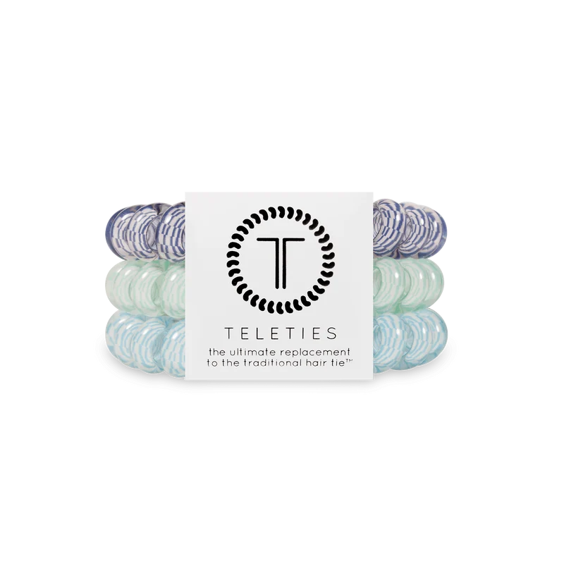 TELETIES Totally Turquoise Large Strong Grip No Rip Hair Ties