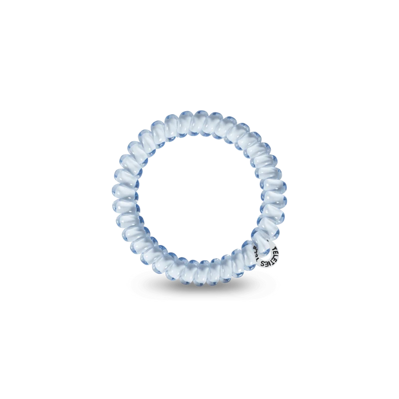 Washed Denim Blue Strong Grip Small Spiral Hair Ties