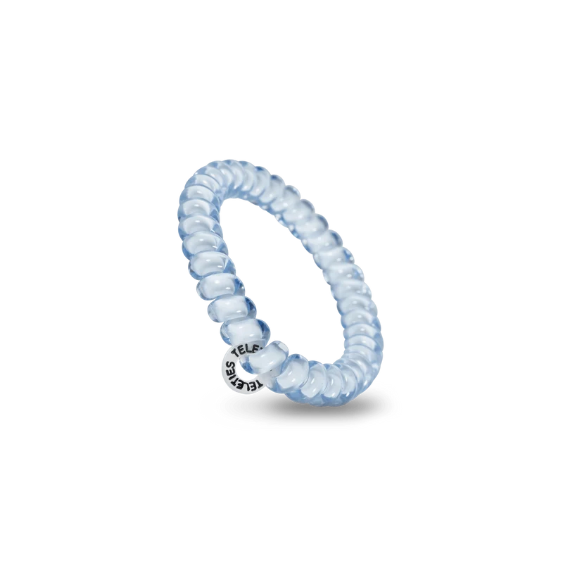Washed Denim Blue Strong Grip Small Spiral Hair Ties