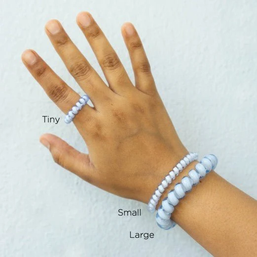 Washed Denim Blue Strong Grip Small Spiral Hair Ties