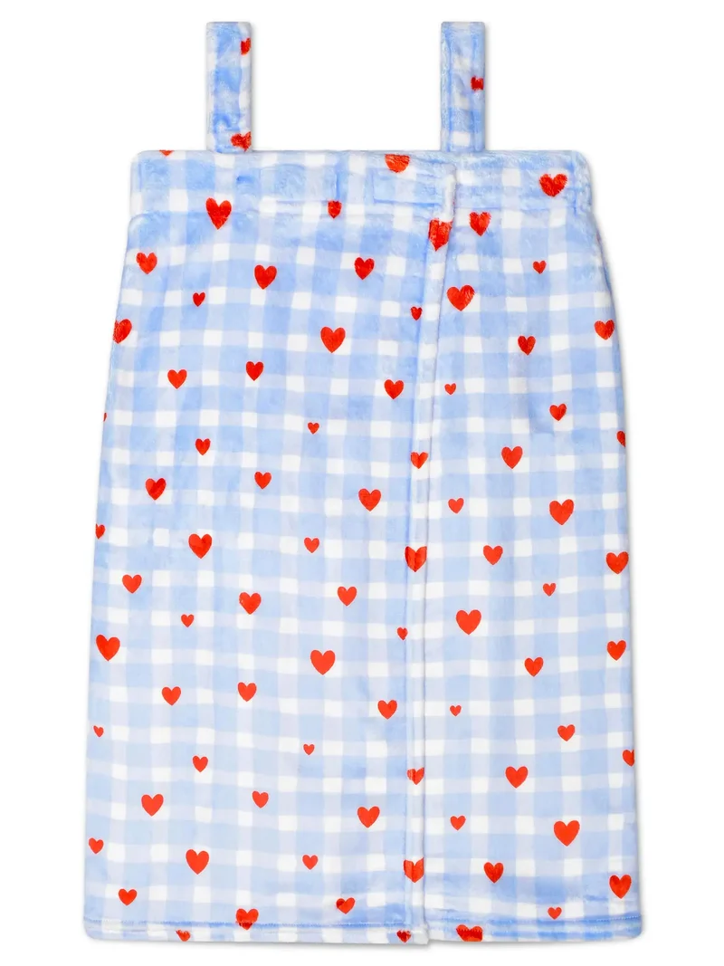 Iscream Gingham Hearts Spa Wrap Soft Polyester Adjustable Bathrobe for Teens