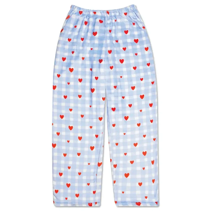Iscream Youth Gingham Hearts Plush Lounge Pants with Front Pockets