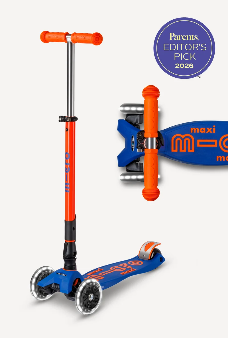 Maxi LED Foldable Blue and Orange Micro Scooter
