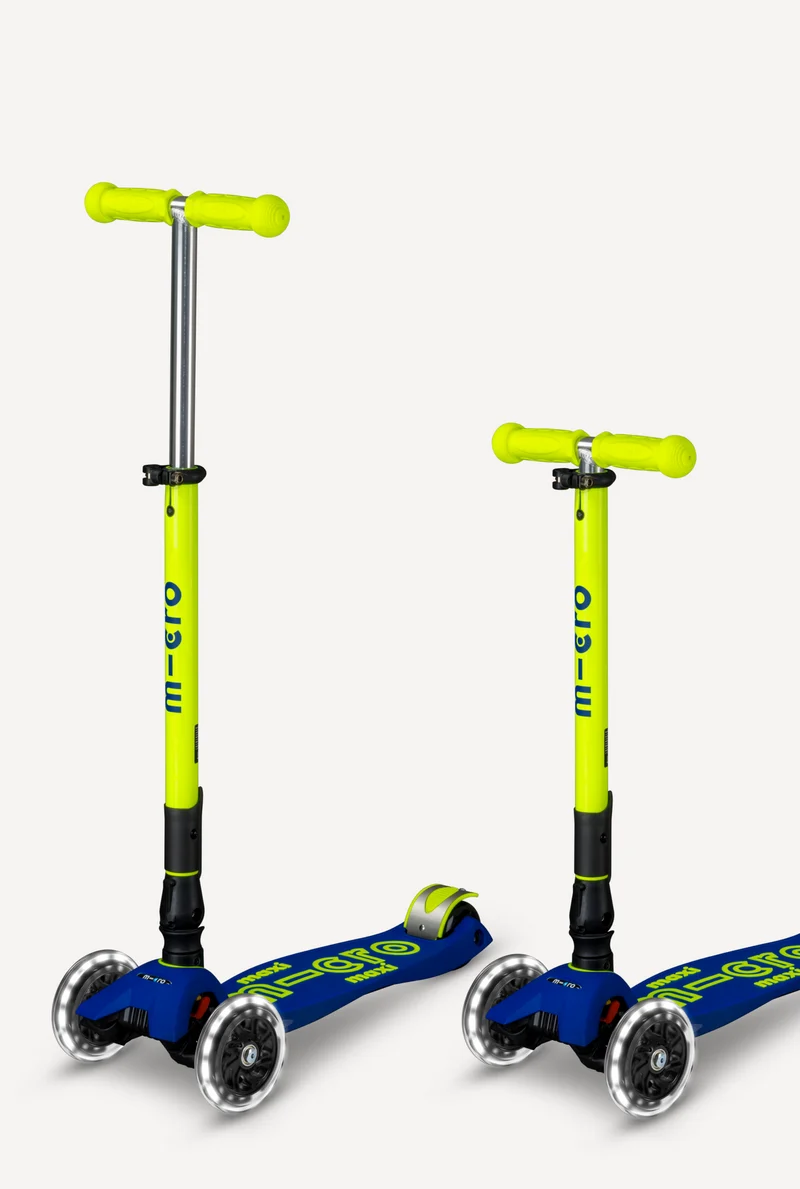 Maxi LED Foldable Blue and Yellow Micro Scooter